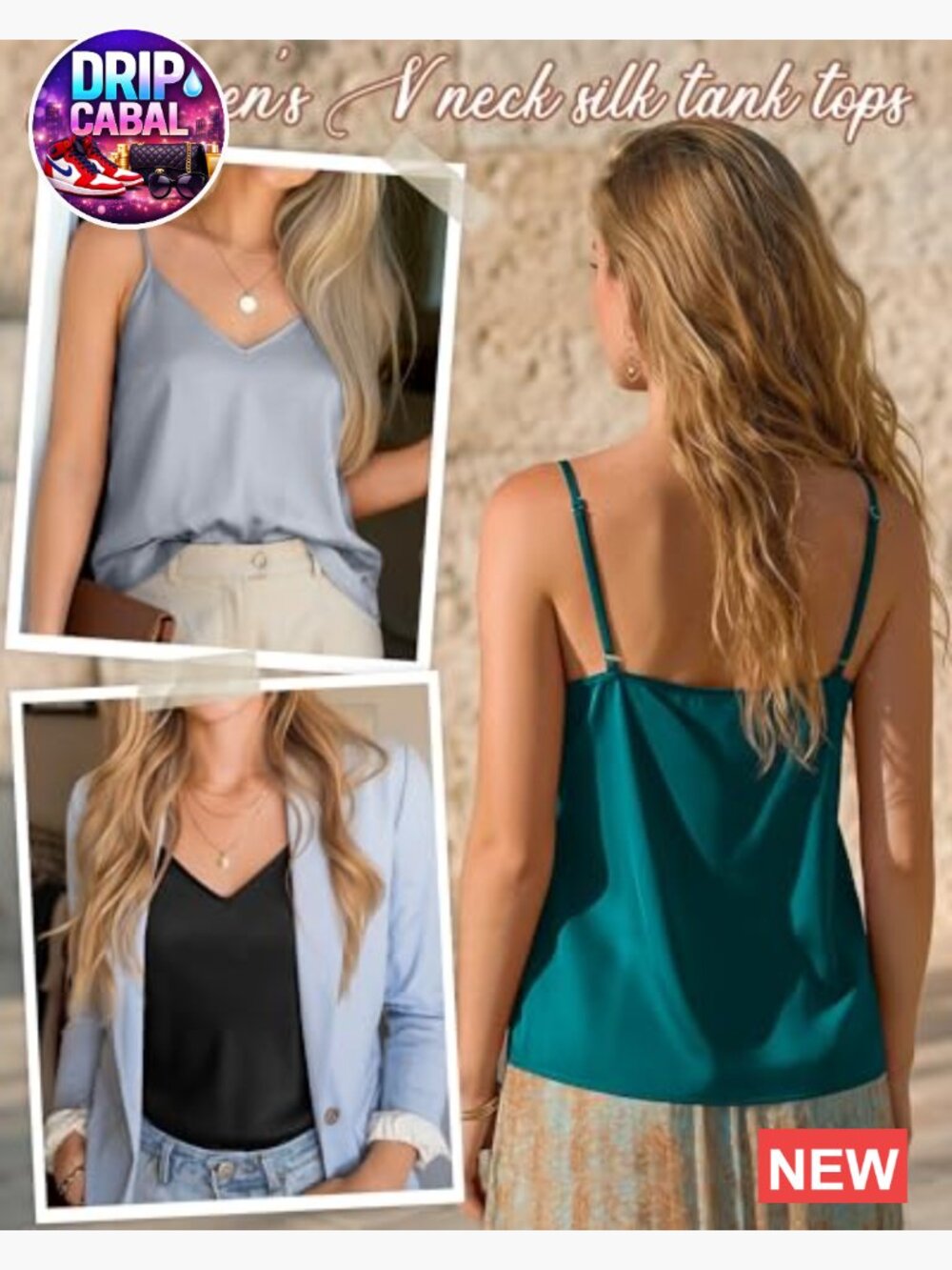 3 Pack Silk Satin V Neck Adjustable Spaghetti Strap Tank Cami Tops Sleeveless - Picture 2 of 7